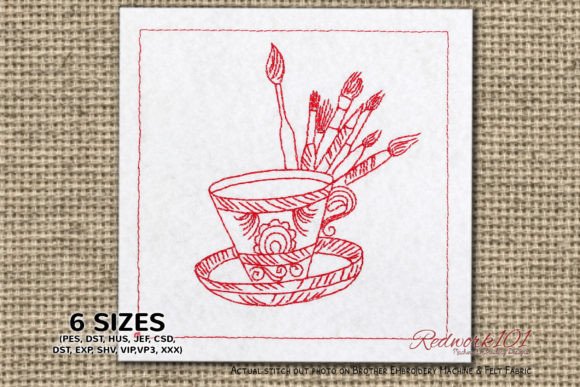 Coffee with Paint Brush Redwork Review