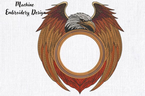 Eagle and Wings Round Monogram Frame
