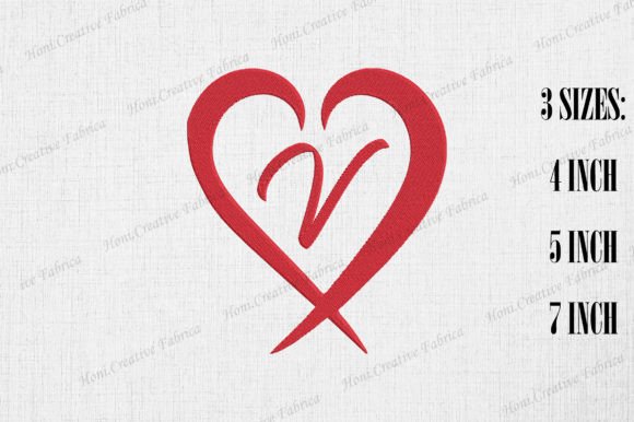 Letter V with Heart Valentine s Day